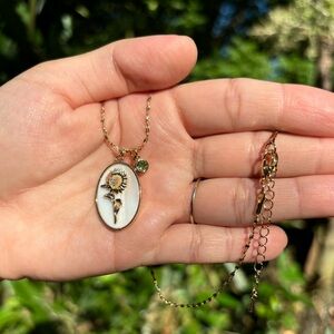 18K Gold Plated Stainless Steel August Birth Flower With Diamond Necklace